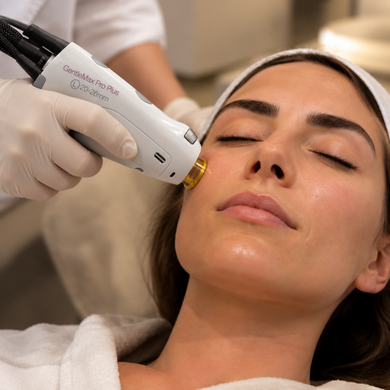 Clinician performing facial hair reduction with a GentleMax Pro Plus laser system